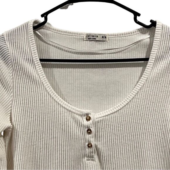 Cotton On White Soft ribbed Long sleeve Crop top Size M - Picture 5 of 6